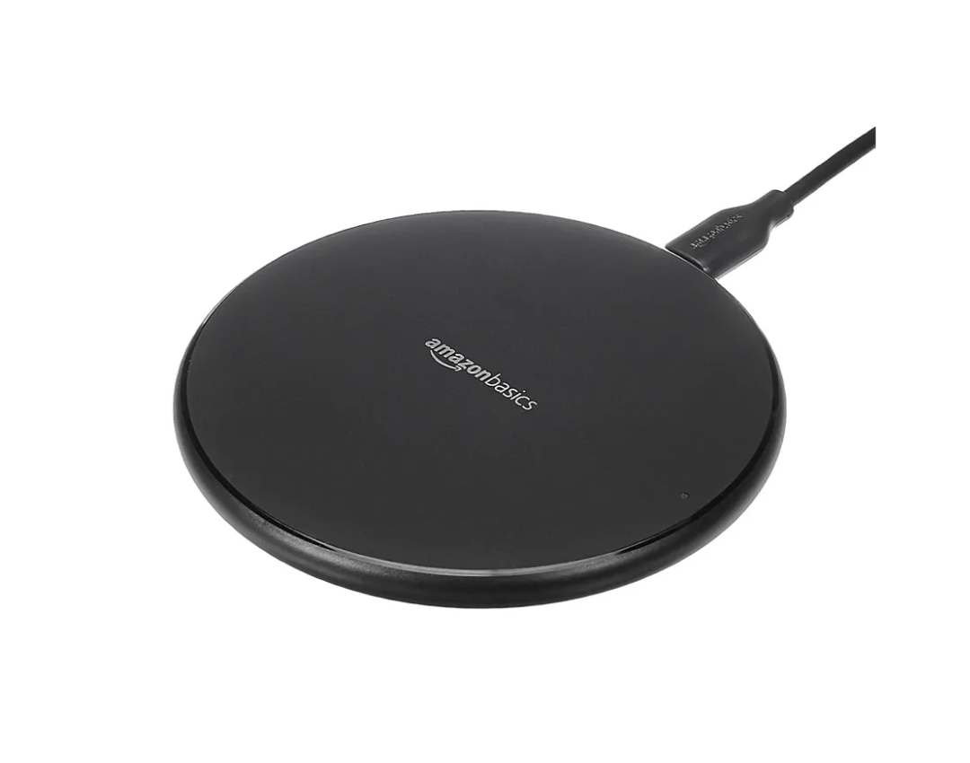 Amazon Basics 15W Qi Certified Fast Wireless Charging Pad with USB Cable for iPhone 15/14/13/12/11/X, Samsung and LG, Case Compatible, Black