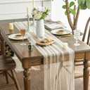 Artoid Mode Pearl Beige Gauze Table Runner 120 Inch 10FT, Seasonal Sheer Dining Holiday Wedding Birthday Baby Shower Table Decor for Home Party