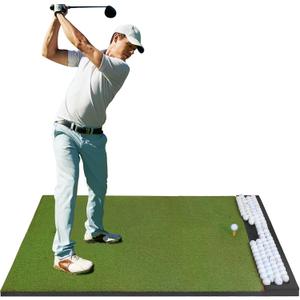 Integrated 5x4ft 6x4ft & 6x5ft 26mm-31mm Golf Mat with Ball Tray, Thickening Golf Mats Practice Outdoor & Indoor Artificial Turf Matt with 3 Tees