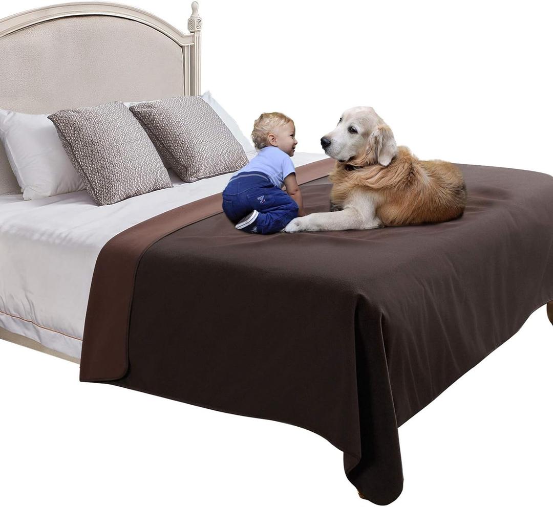MBJERRY Waterproof Dog Cat Blanket Cover - Reversible Pet Blankets Washable Puppy Pee Blanket Throw(Chocolate Brown/Brown,60 x 80 Inches)