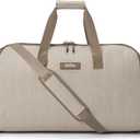 Halfday Convertible 2-in-1 Garment Duffel Weekender Bag 45L: Wrinkle-Free Travel (Hanging Suit Compartment, Shoe Pockets, Trolley Sleeve), Durable & Water-Resistant Carry-on, Stone