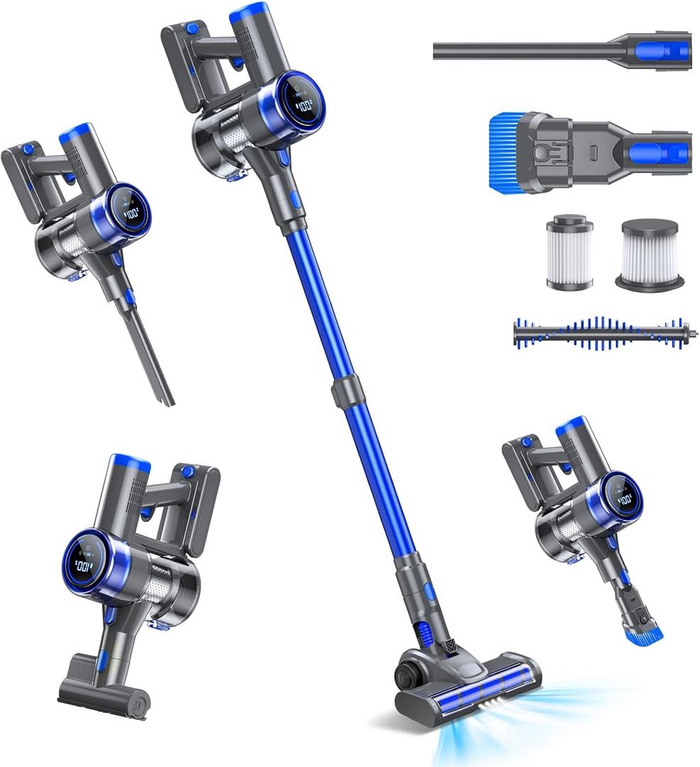 Ciogu Cordless Vacuum Cleaner, 33 KPA 45 Mins Vacuum Cleaners for Home, 8 in 1 Lightweight Self-Standing Stick Vacuum with Touch Screen, Ultra High-Power Brush for Pet Hair/Plush Carpet/All Floor