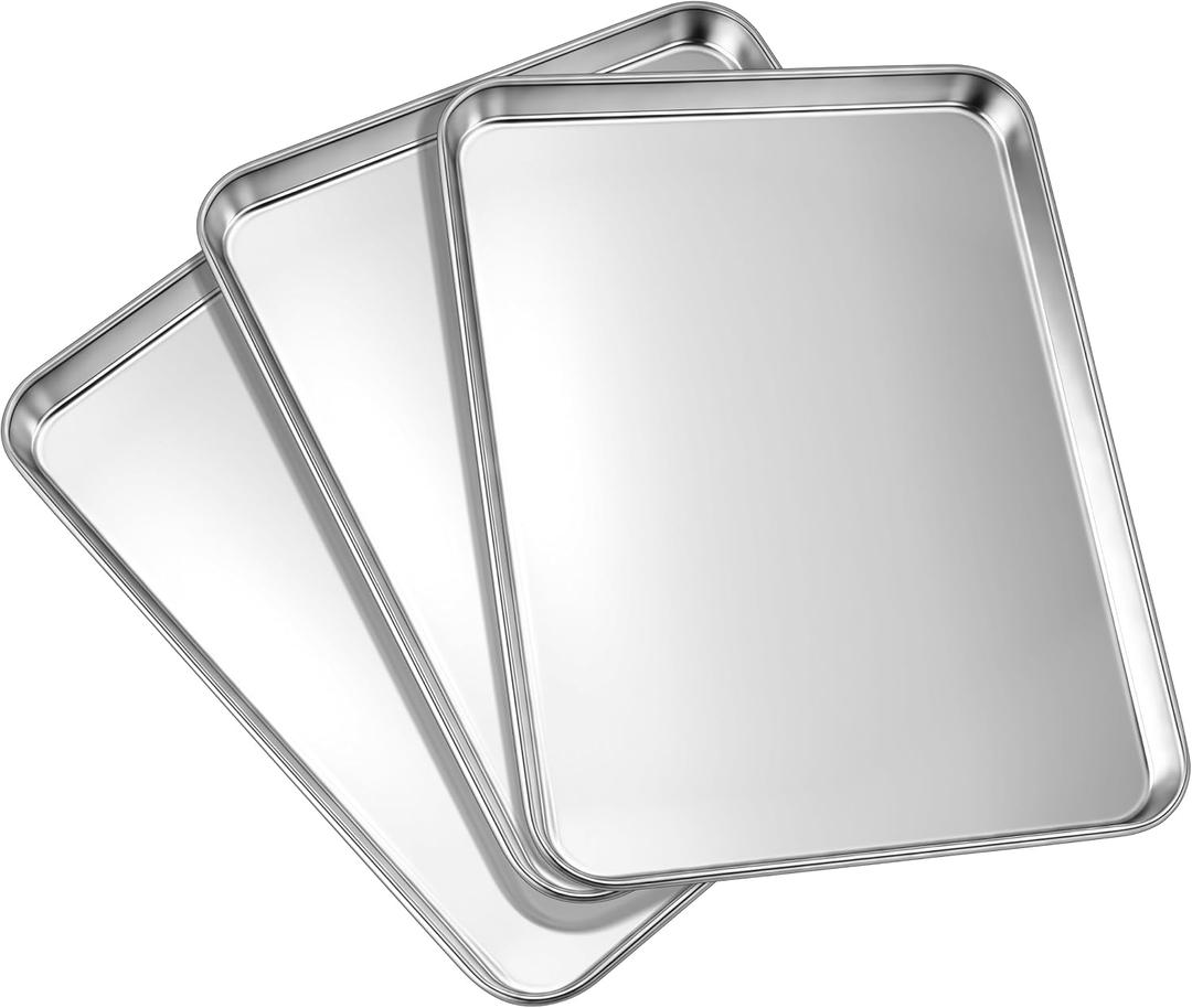 LIANYU Stainless Steel Baking Sheet Set of 3, 20”x14”, Dishwasher Safe, 19.7x13.8x1 Inch