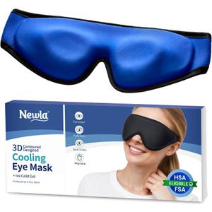 Cooling Gel Eye Mask for Puffy Eyes, Larger Full-Eye Cold Compress for Swelling, Ice-Cold Therapy, Forehead & Upper Cheek Cooling Relief, Reusable Headache and Migraine Mask, FSA Eligible HSA, Black