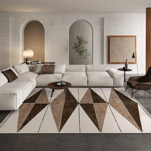 Hedlive Moroccan 8x10 Area Rugs, Soft Geometric Washable Rugs 8x10 Rugs for Living Room, Ultra-Thin Non-Slip Farmhouse Rug for Bedroom Large Rug for Office Dining Room (8x10ft,Khaki/Brown)