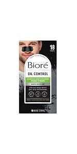 Bioré Men's Oil Control Charcoal Deep Cleansing Pore Strips, Blackhead Strips With Charcoal for Men, Blackhead Remover Strips For All Skin Types, Pore Strips for Blackheads, 18 Count