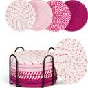 Coasters for Drinks Absorbent, Coasters Set of 4 - Color, 8 Pack Pink Coaster for Desk, House Essentials for New Home, Kitchen and Dining Coffee Table Decor, Modern Home Decor