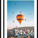 JCJMY 24x36 Picture Frame with 20x30 Mat Set of 2, Display Photo 20x30 with Mat or 24 x 36 Without Mat, Wall Hanging Large 24 by 36 Poster Frame with Plexiglass, 2 Pack, Black