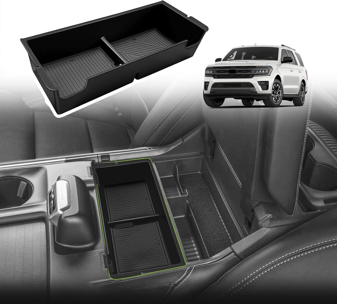 Muslogy Center Console Organizer Compatible with 2026 2025 Ford Expedition Accessories Custom Fit Storage Box ABS Material Insert (Fit with OEM Tray)