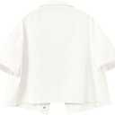 Locachy Women's Cropped Denim Shirt Short Sleeve Lapel Button Down Trucker Jean Jackets Coats Fashion Outfits Clothes White L (White, L)