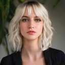 MINLEE Blonde Wig with Bangs for Women 14 Inch Short Bob Wavy Curly Wig Ombre Blonde Hair Wigs Heat Resistant Synthetic Wigs