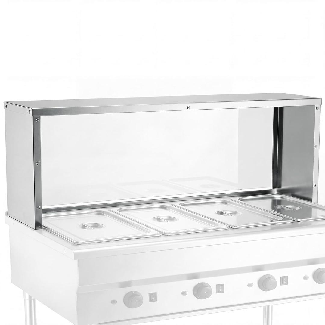 Zonon Sneeze Guard for Restaurant, Stainless Steel Overshelf, 57x10x15 Inch