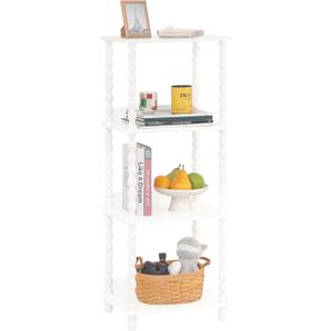 Fultyle Bookshelf, 4-Tier Bookcase with Open Shelves, Modern Book Shelf for Small Spaces, Bedroom, Living Room and Office with Solid Wood Legs(White)