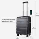 KROSER Carry On Luggage with Spinner Wheels & Built-in TSA Lock, Expandable Top Opening Hard Shell Suitcase Large Capacity Durable Rolling Luggage with USB Port, Carry-On 20-Inch, Steel Grey