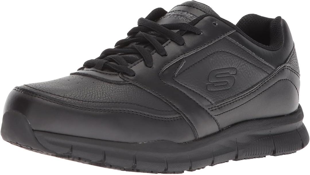 Skechers Women's Nampa-wyola Food Service Shoe (8M, Black Polyurethane)