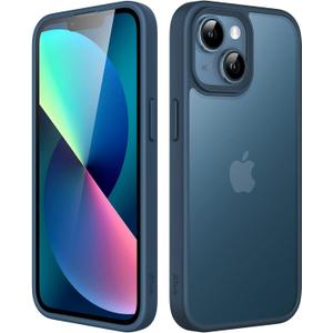 JETech Matte Case for iPhone 13 6.1-Inch, Shockproof Military Grade Drop Protection, Frosted Translucent Back Phone Cover, Anti-Fingerprint (Storm Blue)