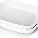 LEETOYI Ceramic Small Baking Dish, Porcelain 2-Piece Rectangular Bakeware with Double Handle, Baking Pans for Cooking and Cake Dinner 7.5"5 (White)