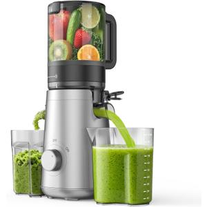 SMALLHOO Juicer Machines, 5.3" Wide Feed Chute Cold Press Juicer for Whole Vegetables & Fruits, High Juice Yield, BPA Free (Slivery) 
