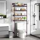 K3 Wall Mounted 4-Tier Over the Toilet StorageMetal Above Toilet Storage with Paper Hook,Over Toilet Bathroom Organizer with Adjustable ShelfAbove Toilet Rack 9.7"Dx 25.6"Wx 74.3"H,Espresso