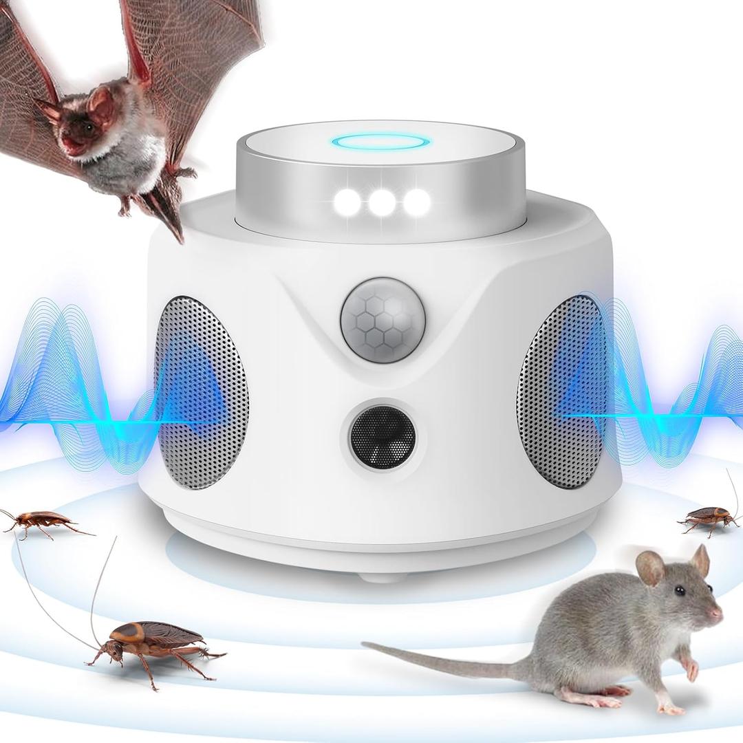 Ultrasonic Repellent for Rodent, 360 Mice Repellent Indoor Rat Deterrent Get Rid of Mice with LED Lights, Pest Control Squirrel Repeller for Attic Houses Barns Garage Basement RV