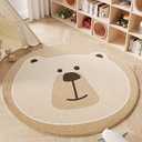 Cute Animals Kids Room Rug,39.4" Round Washable Area Rugs for Baby Boys Girls Play Mat Non Slip Soft Carpets for Living Room Bedroom Playroom Classroom-Brown Lion