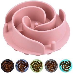Slow Feeder Dog Bowls Insert, Bestalk Soft Silicone Slow Eating Feeder Insert with Suction Cups for Small, Medium and Large Dogs, Fit into Basic and Elevated Dog Bowls, Pink