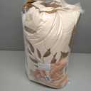 Floral Print Sherpa Comforter Set - Queen Size 3 Pieces Elegant Flowers Botanical Bedding Set Warm Cozy Beige 1 Quilt with 2 Pillowcases, 90x90 in