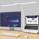 EppieBasic LED Desk Lamp, 24W Double Head Desk Light,Architect Clamp Task Table Lamp, Office Desk Lamps Super Bright Extra Wide Area Drafting Work Light for Workbench, Reading, Monitor (White)