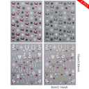 2 x Christmas Nail Stickers Decals - 3D Reindeer, Snowflakes, Santa Hat Designs with Gold, Silver, Green & Red Foil Embossed Effect, 4 Sheets for Holiday Nail Art