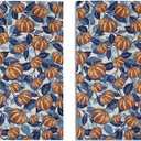 Blue Burnt Orange Fall Thanksgiving Day Hand Towels for Bathroom Set of 2 Pumpkin Autumn Harvest Print Holiday Decorative Handtowels Soft Absorbent Bath Towel for Home Guest Room Hotel Gym Spa