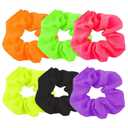 6 Pack Neon Scrunchies for Hair 80s, Hair ties, Elastic Hair Bands Ponytail Holders Neon Accessories for Women 80s 90s Party Outfit Workout 6 Colors Neon Green Hot Pink Orange Yellow