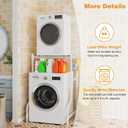 ULIFHOME U16 Upgraded Washer Dryer Stacking Rack for Narrow Laundry Room and Bathroom, Metal Over Washer and Dryer Storage Shelves for Saving Space, 29.5" W x 23.6" D x 53.1" H, White