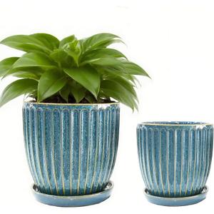 5+6 inch Ceramic Plant Pots Set of 2 with Drainage Hole, Flower Pots Planters Pots for Indoor Plants, Flower Pots for Indoor/Outdoor Plants - Succulent, Snake Plant, Money Tree, Basil Planter