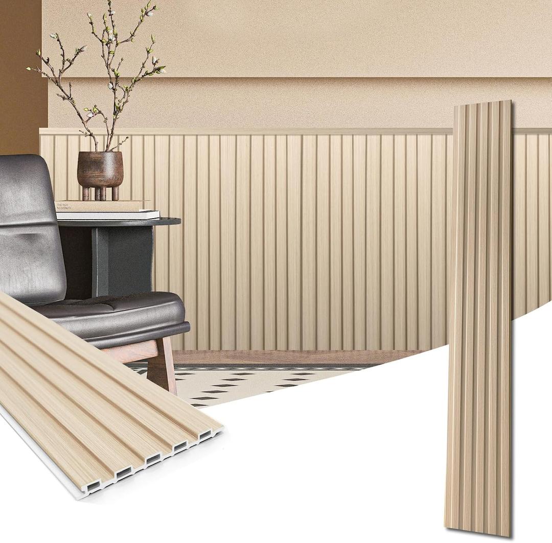 Art3d 48 x 6 Inch WPC Wood Slat Wall Panels, 3D Wall Accents, 16-Pack, Oak
Real Wood Grain, Durable, Water Resistant, Wear-Resistant, No Emission, Eco-Friendly, Easy to Care, for Living Room, Bedroom