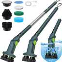 Electric Cleaning Brush, Dual Head Power Brush Scrubber with Infrared Control, 8-in-1 Cordless Power Scrubber for Bathroom & Shower, Electric Scrubber with Adjustable Handle for Bathtub, Tile, Floor