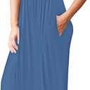 AUSELILY Maxi Dresses for Women 2026 Lace Short Sleeve V Neck Wrap Long Dress with Pockets (Blue, M)