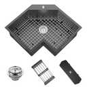 25In Black Corner Stainless Steel Kitchen Sink, Drop In, Single Bowl