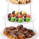 Masirs Collapsible 3-Tier Party Tray: Decorative Design Folds for Minimal Storage. an Elegant Serving Tray for Sandwiches, Cake, Sliced Cheese, and Deli Meat.