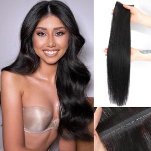 PANEWAY Butterfly Hair Extensions Human Hair 100% Real Remy, Seamless Double Weft Layered Extensions for Volume & Length Lightweight, Natural-Looking,Dyeable & Heat-Friendly(1B,Soft Black,20Inch)