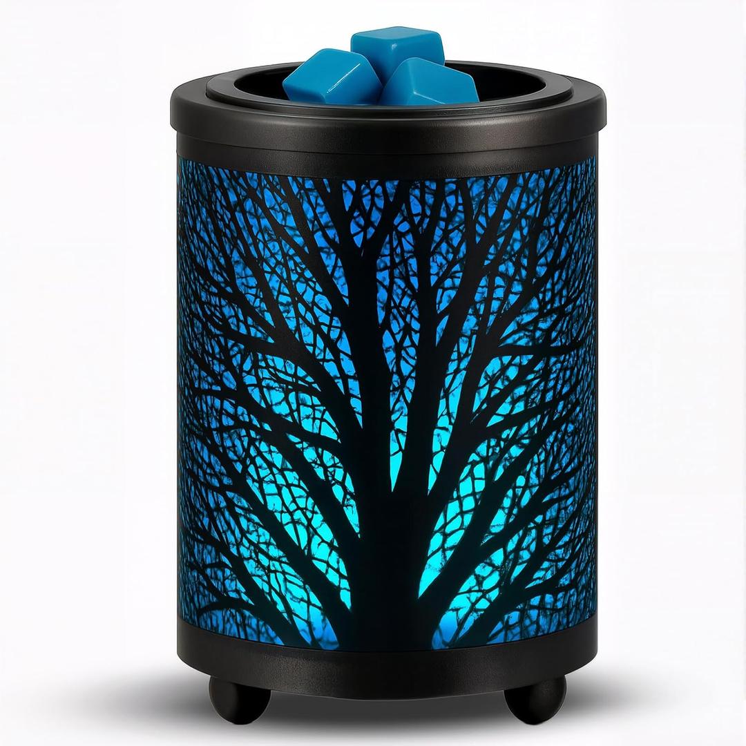 Leyoue Electric Wax Melt Warmer PTC Heating Plate with 7 Colors LED Changing Light Wax Warmer Fragrance Warmer for Home Office Gifts & Decor(Black Forest)
