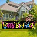 Happy Birthday Banners Happy Birthday Backdrop Decorations Colorful Font Graffiti Banner 78 x 17Inches for Home Indoor Outdoor Birthday Themed Decorations Supplies
