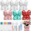 AceOrbit 6 Sets Valentines Day Paint Your Own Coquette Bow Vase Ceramic Blank Bow Porcelain Paint Vase Art Project White Ceramic Painting Kit for Adults Porcelain Decorating Kit with Art Supplies DIY