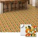 HOMETITUTE 10-Pack Peel and Stick Vinyl Floor Tiles, 12x12 Inch Retro Abstract Geometric Removable Self Adhesive Flooring Stickers, Covers 10 Sq. Ft, Ideal for Kitchen, Entryway, Living Room Decor