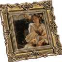 Eletecpro 3x3 Vintage Picture Frame with Real Glass Cover, Ornate Antique Photo Frame, Display 3x3 Picture for Tabletop or Wall Hanging, Gold Home Decor for Gallery Art