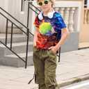 Evensu Boys Girls Hawaiian T-Shirt 3D Print Short Sleeve Novelty Crewneck Tee Size 6-14