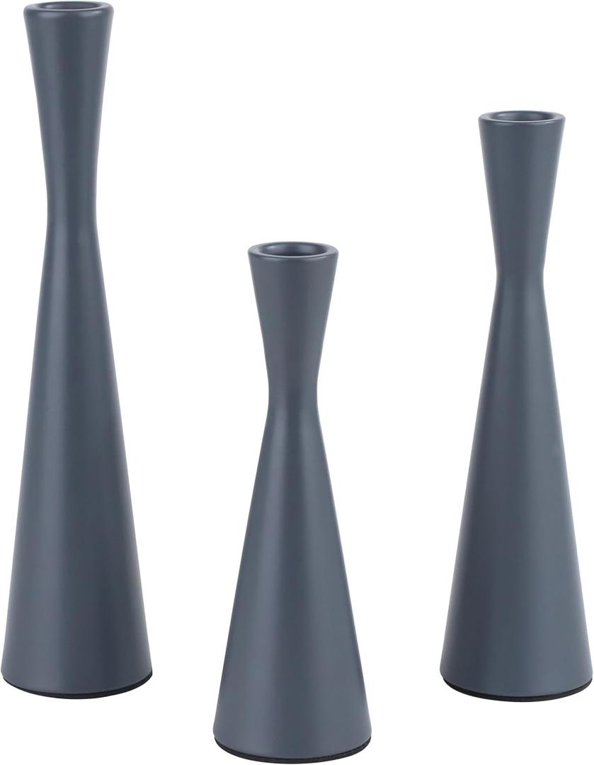 Vixdonos Taper Candle Holders Metal Candlestick Holders Set of 3 Table Mantel Decorative Candle Stand for Dinning,PartyWedding,Home Decor(Dark Blue)