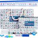 American Mahjong Set: 166 Dark Blue Tiles, 4 Clear Racks with Pushers, Mahjong Bag and Accessories, Mahjong Tile Set for Beginners (Mah-Jongg)