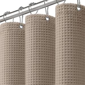 Waffle Weave Shower Curtain - Beige Cotton Fabric Texture Heavyweight Shower Curtains for Bathroom,Washable,72Wx72L