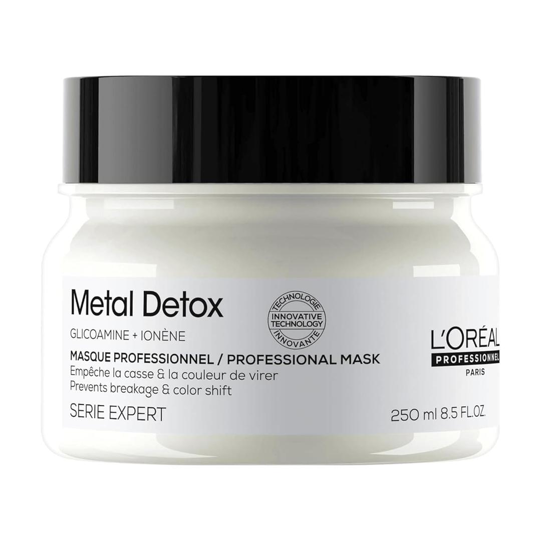 LOreal Professionnel Metal Detox Hair Mask - Sulfate-Free Deep Conditioner & Treatment For Dry or Damaged & All Hair Types, Prolongs Hair Color, Prevents Damage & Adds Softness (8.5 Fl Oz (Pack of 1))