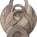 Creative Co-Op 3-Piece Round Mango Wood Cutting Boards in Various Sizes with Stand, Natural
